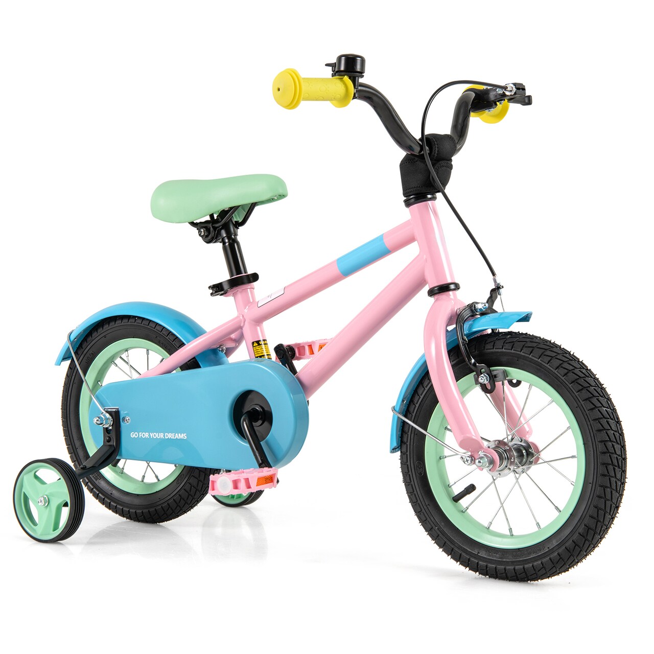 Pink Kids Bike with Adjustable Handlebar and Saddle for Comfortable Riding